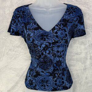 vtg 90s y2k Womens Blue whimsigoth ruched top sz 10 M Fairy Grunge Indie